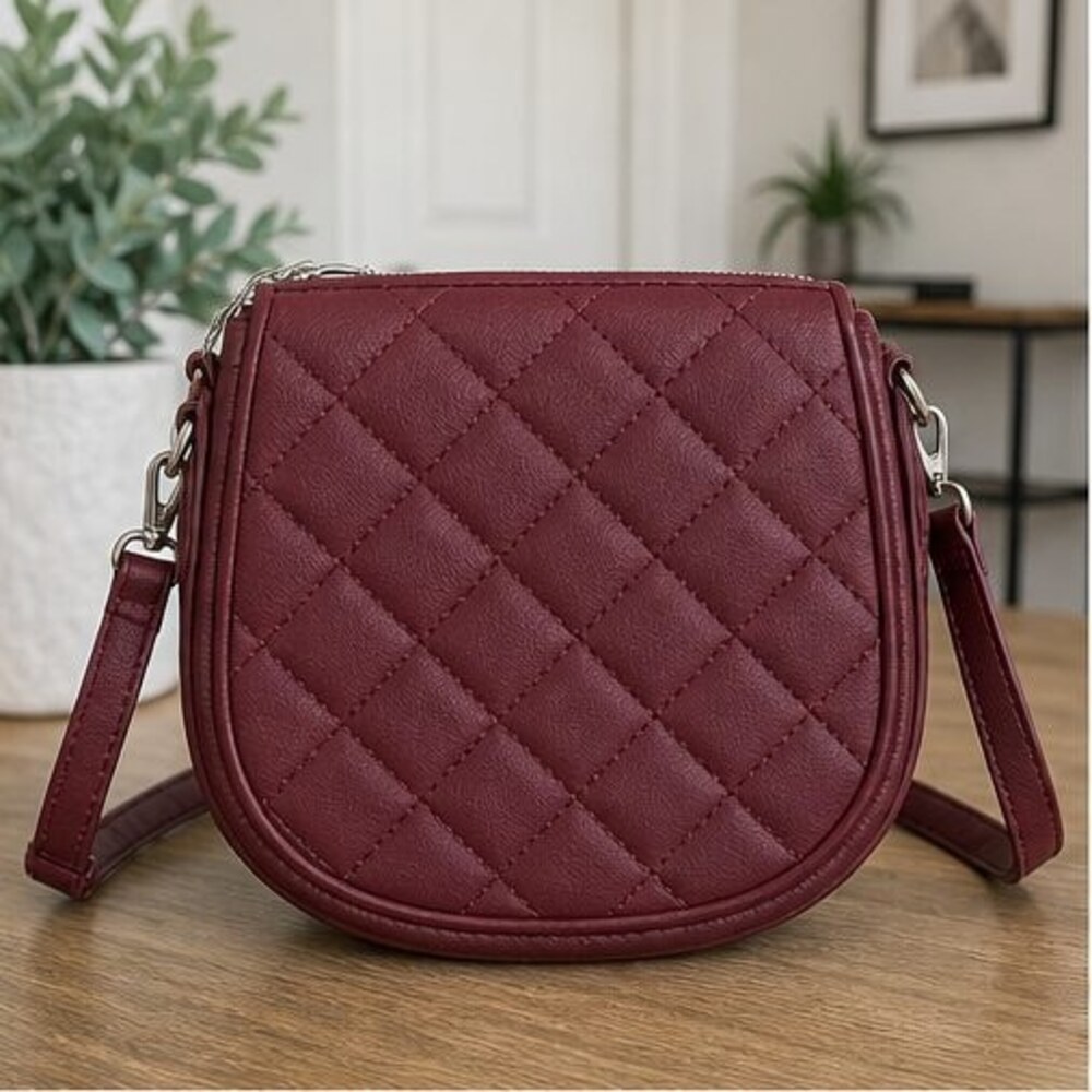 Merlot Quilted Crossbody Bag